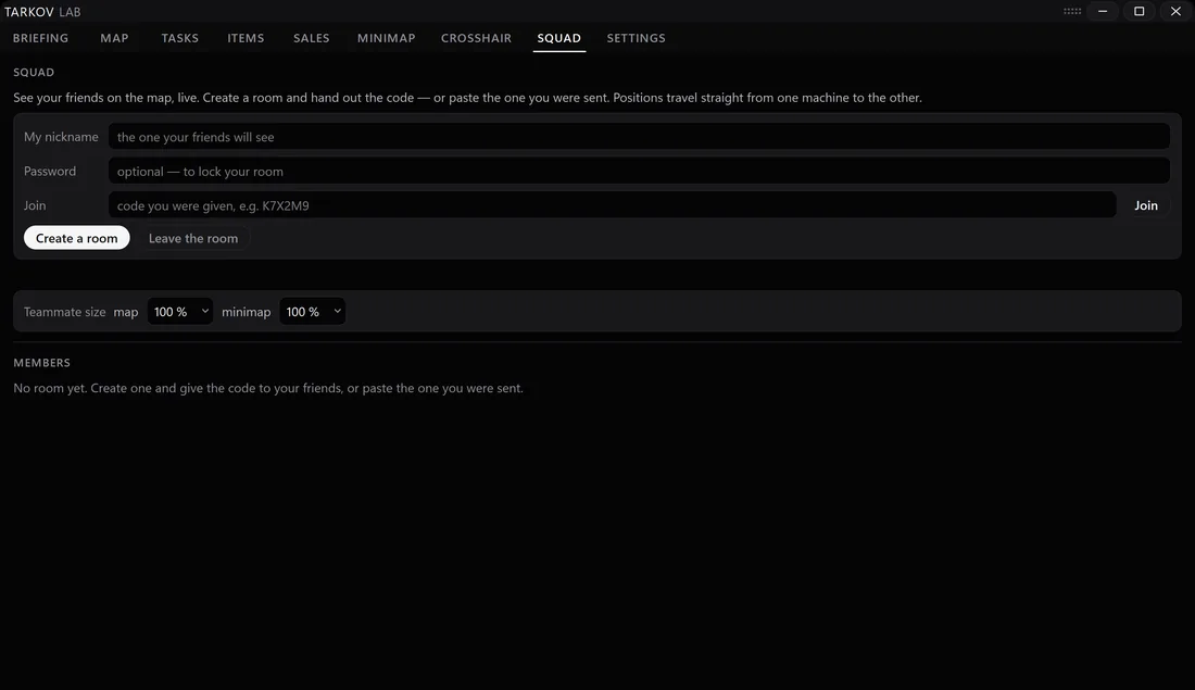 Squad panel with shared live positions and pings